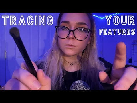 ASMR Face Mapping (tracing your facial features with various brushes)