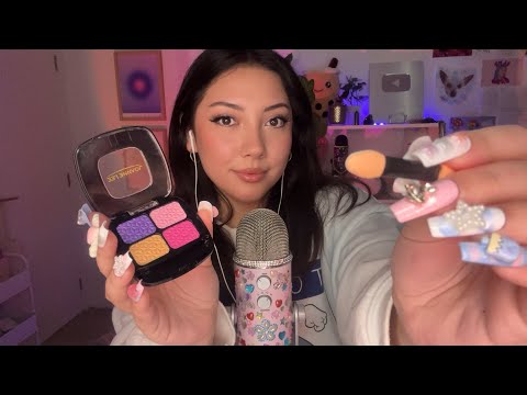 ASMR with fake makeup 💄 (showing you the products and doing your makeup)