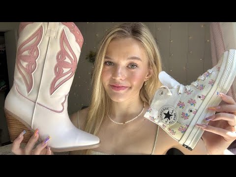 ASMR Over-Explaining My New Shoes 🌼 (long nail taps & scratches)