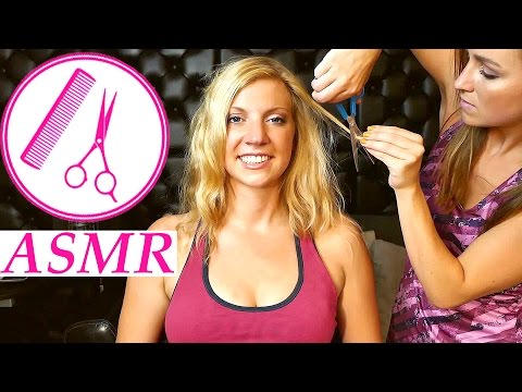 ASMR Hair Brushing and Haircut Binaural - Soft Spoken & Scissor Sounds