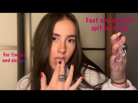 ASMR- fast and chaotic spit painting to melt your brain🧠🎨 (part 7) with ring sounds and stutters🤎