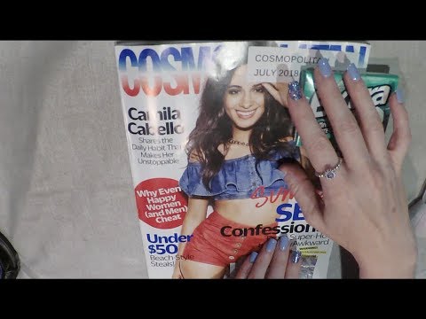 ASMR Camila Cabello Magazine Flip Through with Gum, Whisper and Brush. Cosmo
