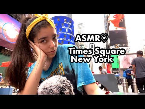 ASMR | EATING KRISPY KREME DONUTS IN NEW TIMES SQUARE *street ambience noise* BEST SOUNDS EVER🍩💙