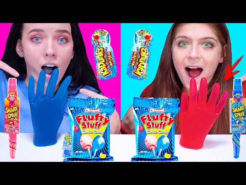 ASMR PINK AND BLUE CANDY PARTY AND CANDY RACE | EATING SOUNDS LILIBU