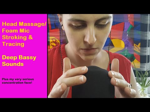ASMR Head Massage/Foam Mic Stroking/Tracing | Background ASMR | Bassy Sounds - No Talking