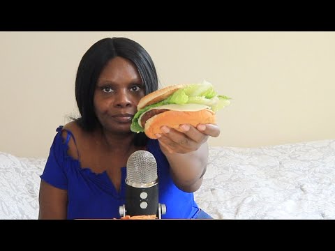 AIRFRY SWEET POTATO FRIES IMPOSSIBLE WHOPPER ASMR EATING SOUNDS