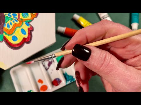 Amateur Painting on Canvas 🎨 ~Gentle Rain 💦 (Unintelligible whispering only) ASMR