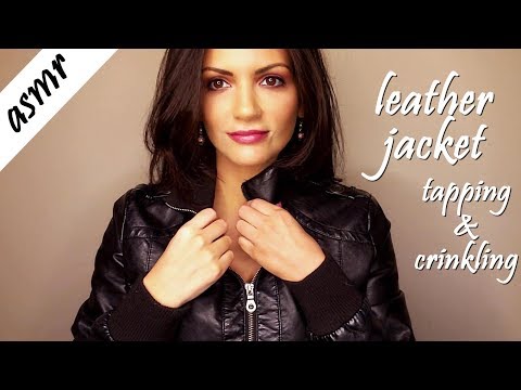 ASMR 🧥 Leather Jacket tapping, crinkling, scratching, sticky fingers