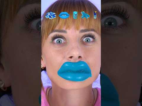 ASMR Emoji Blue Chewy Lips, Candy Spray Mukbang #shorts