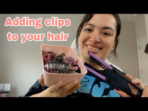 ASMR| Adding LOTS of hair clips & brushing your hair- First video of 2024 🥳💤