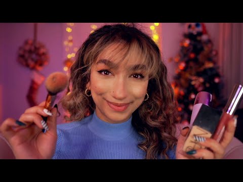 ASMR | Bestie Does Your Festive Makeup💄❄️ (layered sounds, personal attention, mouth sounds)