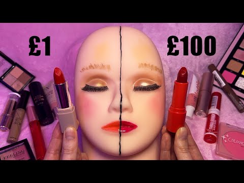 ASMR £1 vs £100 Makeup on Mannequin (Whispered Comparison)