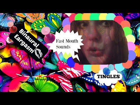 ASMR Binaural Eargasm Fast Wet Mouth Sounds, Breathing, Close Up.
