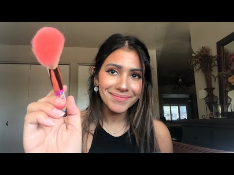 ASMR BESTFRIEND does your MAKEUP ROLEPLAY | pinky/bronzed lookk