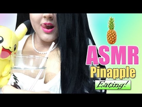 ASMR Eating Pineapple & Drinking Water!