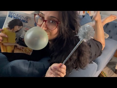 On my Couch 🛋  ASMR Gum|Blowing & Popping|Page Turning|Finger Licking|Writing Sounds|Foot Pose