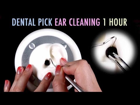 ASMR. 1 Hour of Ear Cleaning w/Dental Pick & Tweezers👂🏻Each Ear (No Talking)