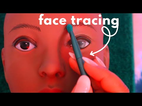 ASMR | Face Tracing on a Mannequin with Some Tapping, Face Brushing - Whispering