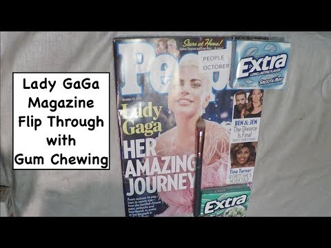 ASMR Lady GaGa Magazine Flip Through with Gum, Whisper & Brush