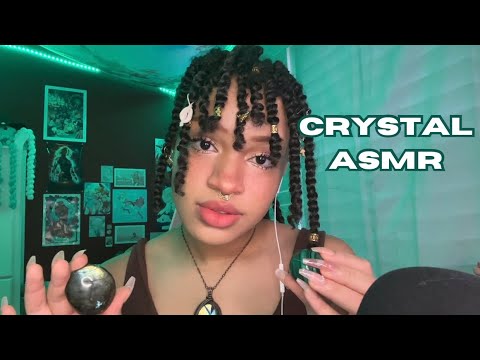 ASMR ⟡ earthy crystal girl shows you her collection | nail tapping, zodiac asmr