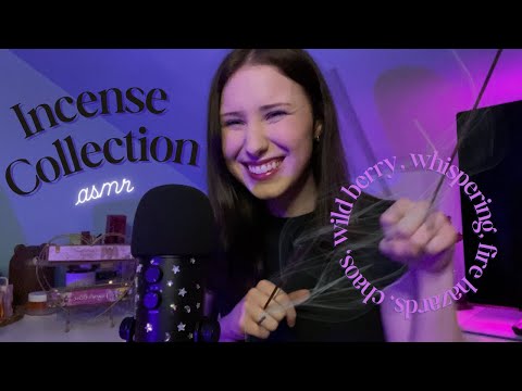 ASMR An Asthmatic’s Incense Collection | close clicky whispered ramble, crinkles, fire crackles