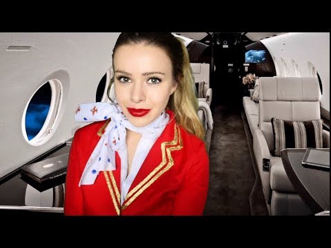 ASMR First Class Flight Attendant on Private Jet (Moving Background)