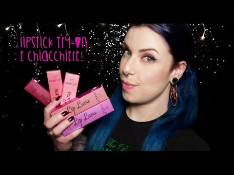 ASMR lipstick try-on: makeup haul + chiacchiere! (Mouth sounds, tapping ita)