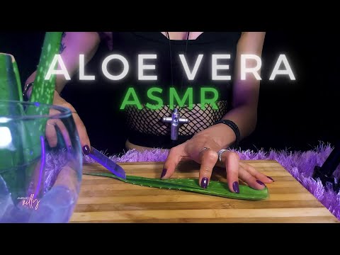 ASMR | Cutting, Peeling & Tapping Aloe Vera | Sticky Aloe Vera ASMR (No Talking)
