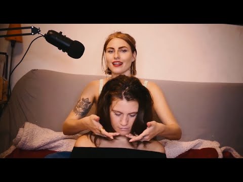 [ASMR] FACE, SHOULDER, CHEST TRACING & SCALP MASSAGE For My Sister (Whispers)