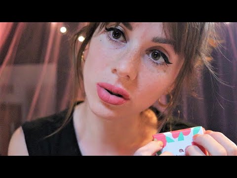 ASMR WHISPER RAMBLE W/ GUM CHEWING AND HAND MOVEMENTS
