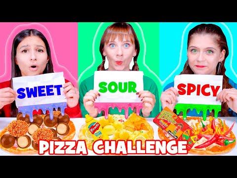 ASMR Mukbang Food Challenge Sweet, Sour, Spicy Pizza