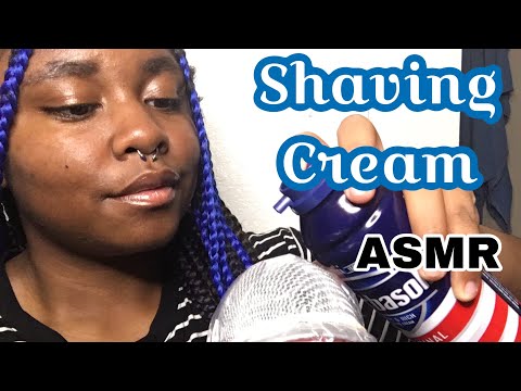 ASMR Shaving Cream On Microphone 🎙☁️ (crinkle sounds) #asmr #shavingcream