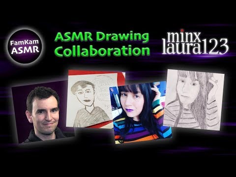 #ASMR Drawing Sounds & Whispering - Collab with FamKam ASMR - Drawing Each other!