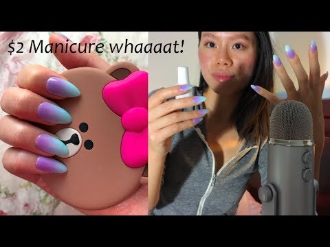 ASMR *Virgin Nails* Doing My Fake Nails for THE 1ST TIME EVER FOR $2 DOLLARS (Filing + Application)