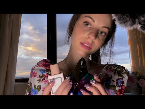 ASMR Small Perfume Haul (Gucci, Mugler, Replica) ~ lots of glass tapping, lid sounds, whispers