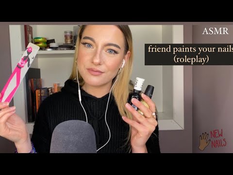 ASMR | best friend does your nails | ROLE PLAY | tapping, whisper ramble, lid sounds, etc.