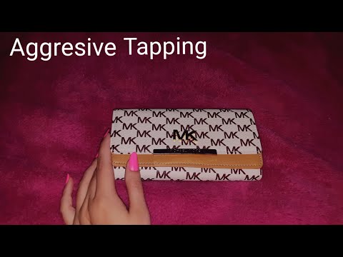 ASMR tapping & scratching on my Michael Kors wallet
