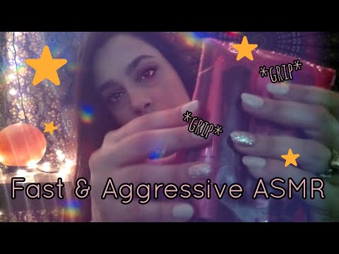 Fast Aggressive ASMR - Sticky Sounds/Grasping, Mouth Sounds & Hand Sounds
