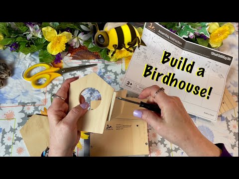 Building a Birdhouse! (Soft Spoken version) Wood sounds~Tinkering~Plastic crinkles & stickers~ASMR