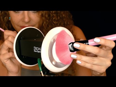 Close Up ASMR Ear Cleaning 3D with Ear Massage Brushing, Gloves, Fabric Sounds, Sticky Tape