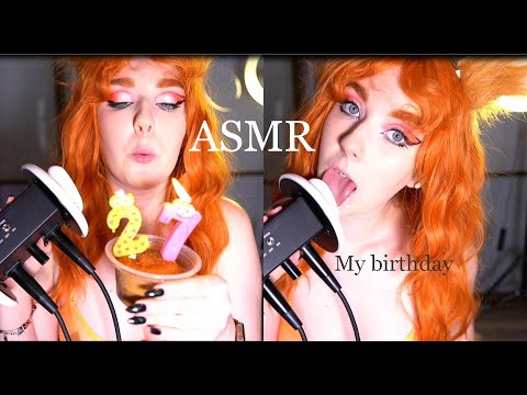 ASMR 🔥 My birthday Stream start at 20:00 Moscow time^^ 3DIO LICKING, EATING EARS