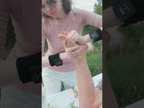 Asmr relaxing foot massage in nature