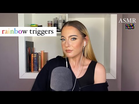 ASMR | colours of the rainbow triggers | with tapping, lid sounds, fabric sounds, & more