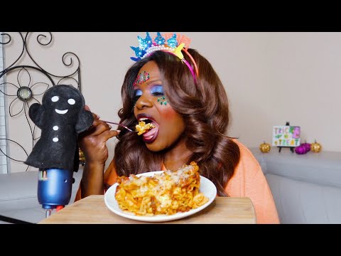 MY DAUGHTER COOKED BAKE PASTA WITH HOME MADE SAUCE ASMR EATING SOUNDS
