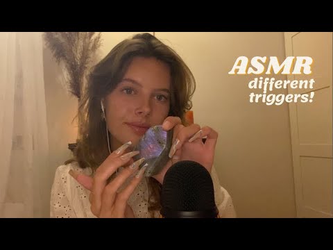 ASMR different triggers with long nails! (tapping, scratching, fake nails, cardboard)