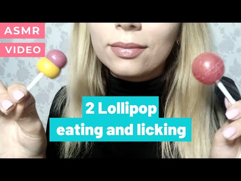 ASMR ❤️ 2 lollipop eating and licking 🍭👅