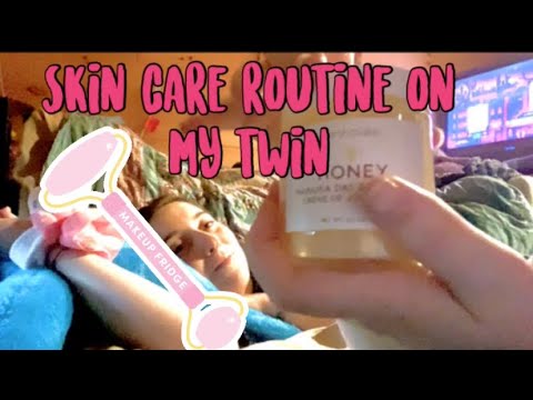 ASMR skin care routine on my sister
