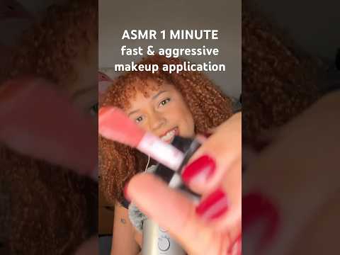 ASMR 1 MINUTE fast & aggressive makeup application #makeup #fastandagressiveasmr #shorts