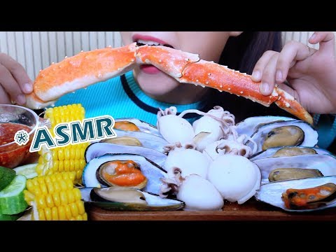 ASMR Seafood Platter (king crab,Mussels ,cuttlefish) EXTREME CHEWY EATING SOUNDS | LINH-ASMR