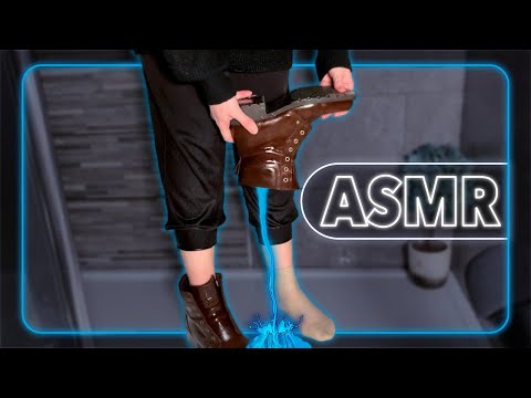 [ASMR] Washing Military Style Boots ASMR | Rinsing shoes in the shower | Water sounds!